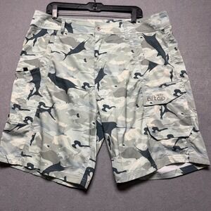 AFTCO Mens Marlin Camo Ripstop Cargo Shorts Gray Tactical Size 38 Ripstop 10in